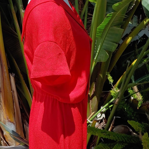 Poustovit Red Maxi Dress Gown V-neck Slit sz 12 - Picture 4 of 6